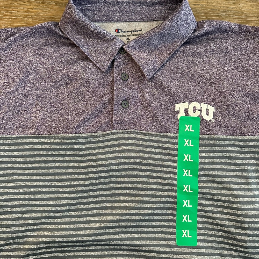 Champion TCU Horned Frogs Short Sleeve Polo Shirt Size XL New With Tags